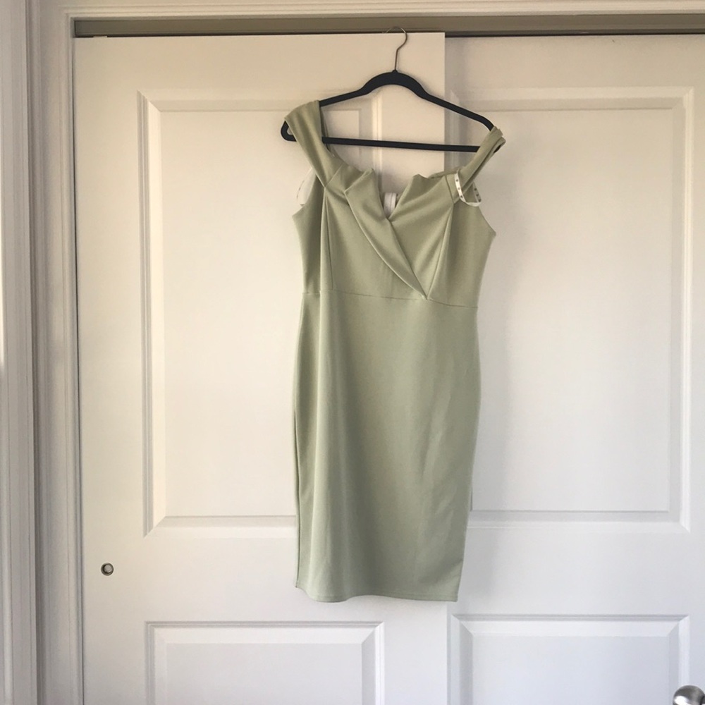 Misguided OTS Green Midi Dress Size 12